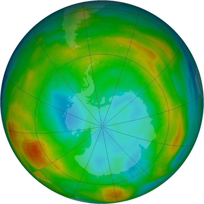 Antarctic ozone map for 26 July 1980